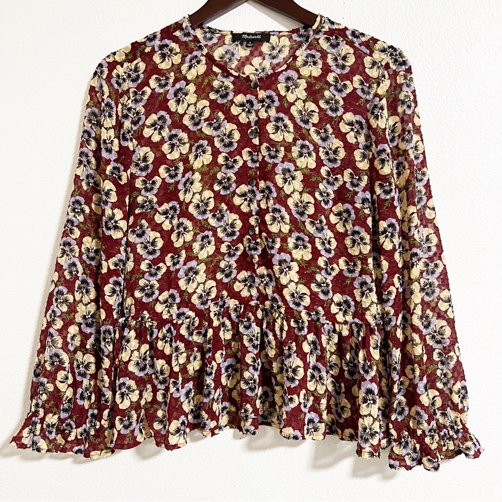 Madewell Viola Floral Ruffle Hem Blouse - Picture 4 of 15